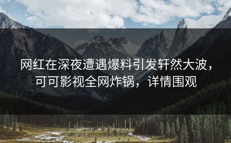 网红在深夜遭遇爆料引发轩然大波，可可影视全网炸锅，详情围观