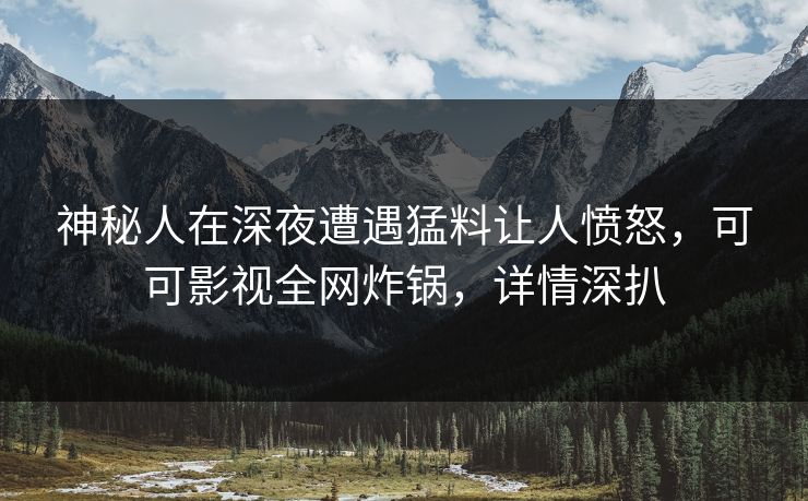 神秘人在深夜遭遇猛料让人愤怒，可可影视全网炸锅，详情深扒